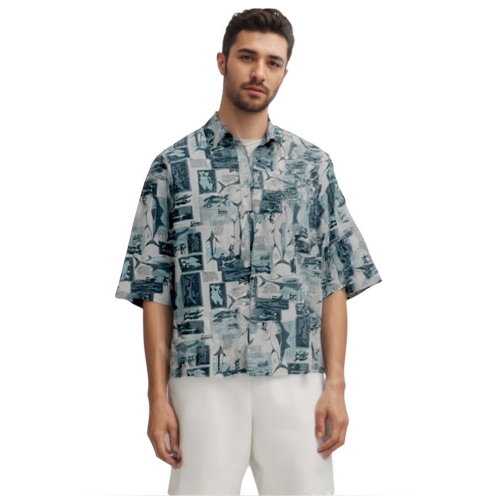 Vintage Columbia Saltwater Fish Print Button-Up – Men’s Medium